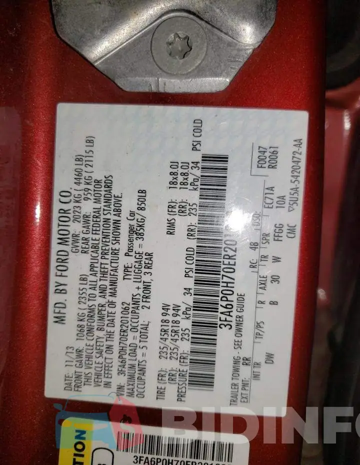 3FA6P0H70ER201062 Photo# 12
