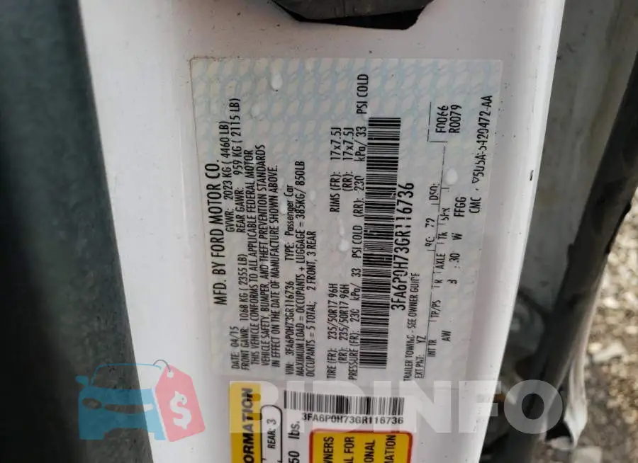 3FA6P0H73GR116736 Photo# 12