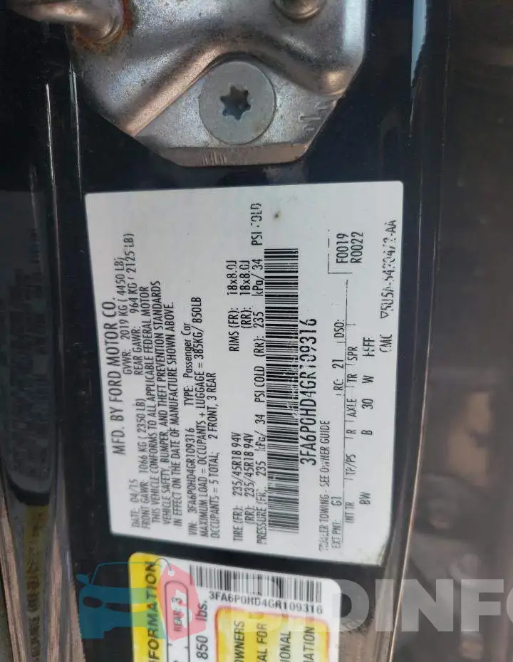 3FA6P0HD4GR109316 Photo# 12