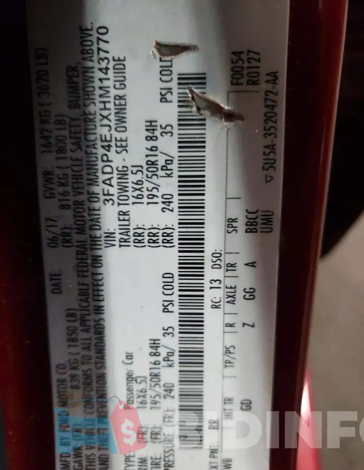 3FADP4EJXHM143770 Photo# 12
