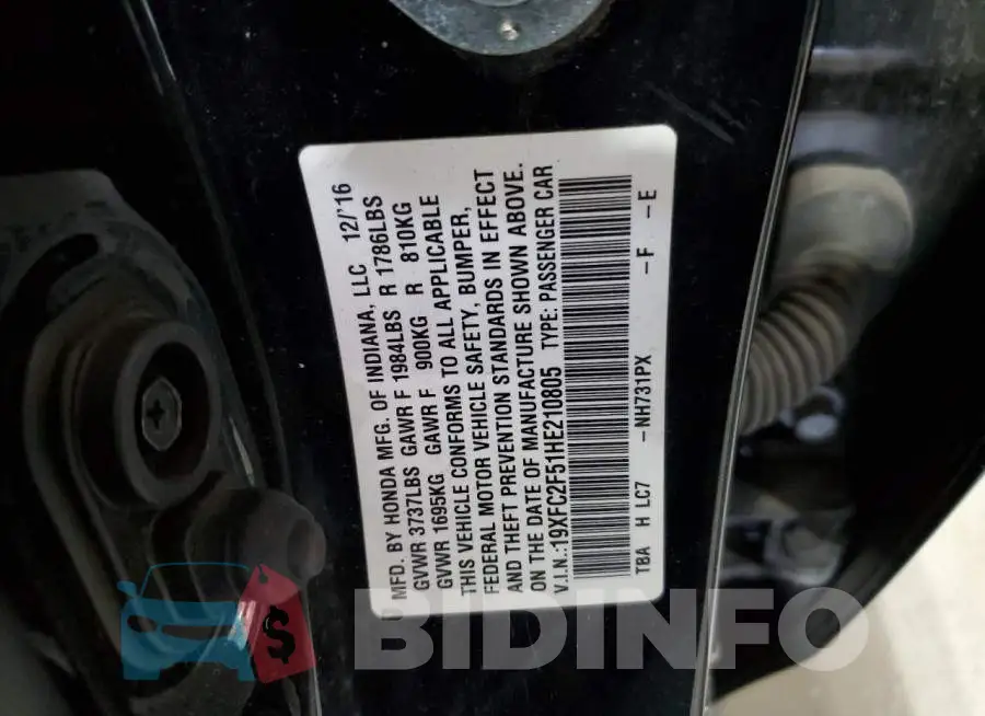 19XFC2F51HE210805 Photo# 12