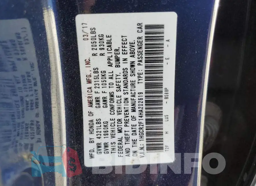 1HGCR2F14HA202619 Photo# 12