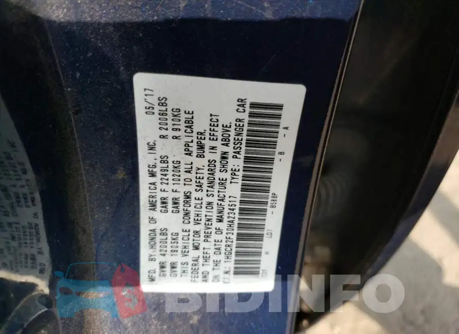 1HGCR2F30HA234517 Photo# 12