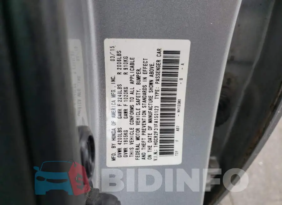 1HGCR2F31FA150123 Photo# 12
