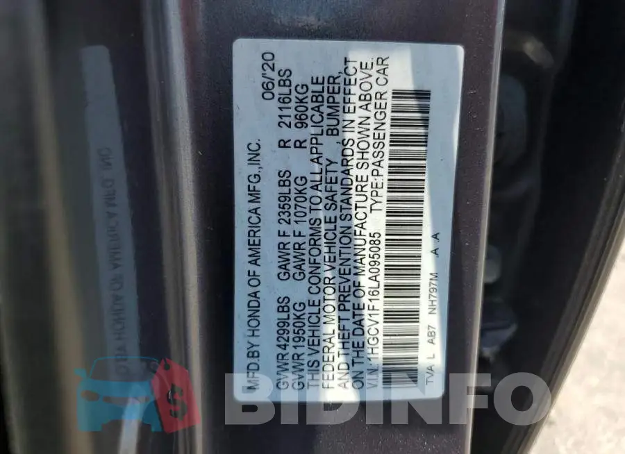 1HGCV1F16LA095085 Photo# 13