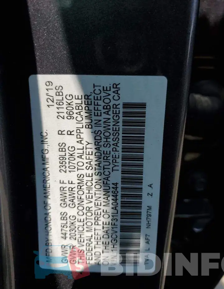 1HGCV1F31LA044644 Photo# 13