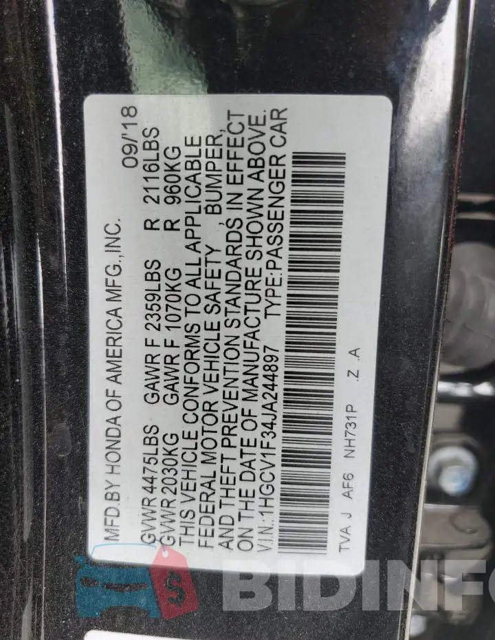 1HGCV1F34JA244897 Photo# 12