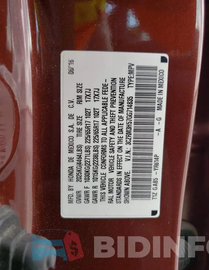 3CZRM3H57GG714835 Photo# 13