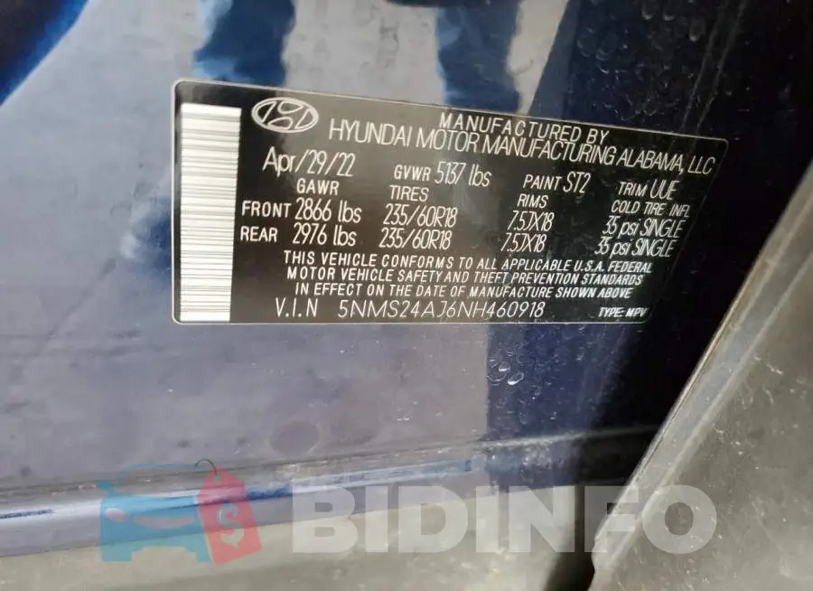 5NMS24AJ6NH460918 Photo# 14