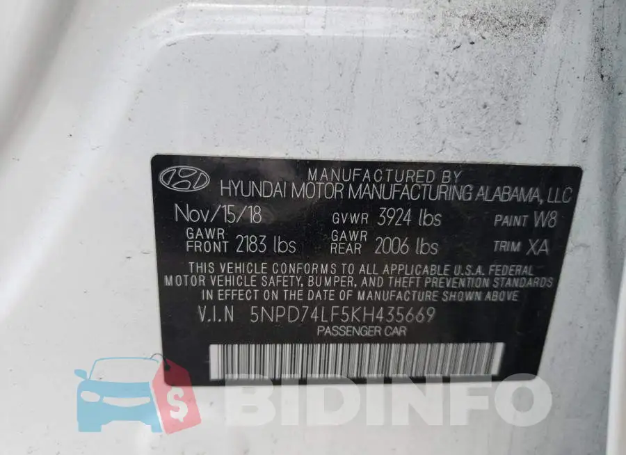 5NPD74LF5KH435669 Photo# 12