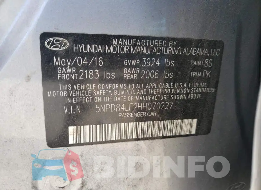 5NPD84LF2HH070227 Photo# 12