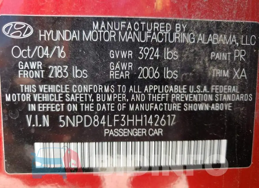 5NPD84LF3HH142617 Photo# 13