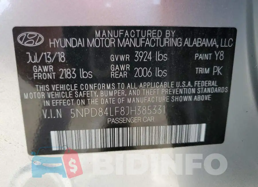 5NPD84LF8JH385331 Photo# 12