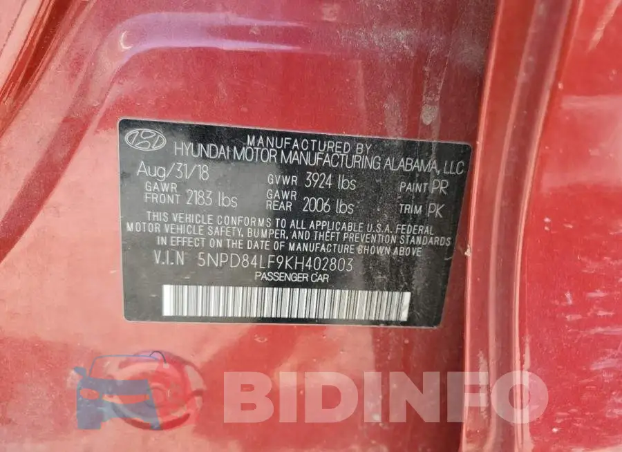 5NPD84LF9KH402803 Photo# 13