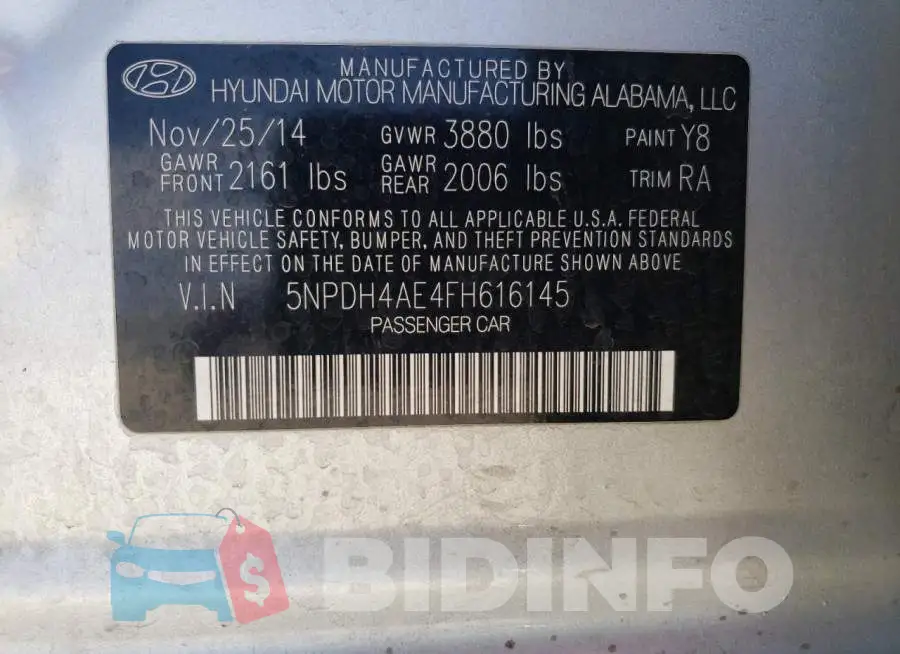 5NPDH4AE4FH616145 Photo# 13