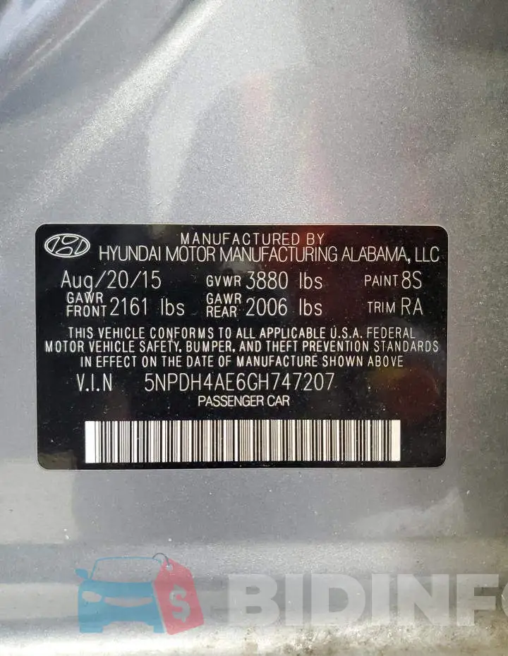 5NPDH4AE6GH747207 Photo# 13