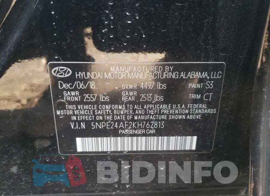 5NPE24AF2KH762813 Photo# 12