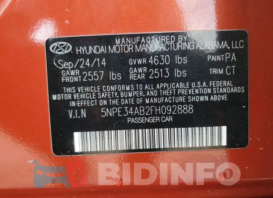 5NPE34AB2FH092888 Photo# 13