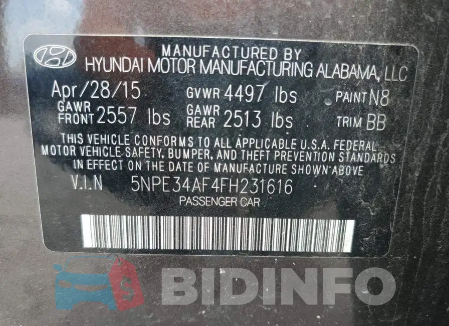 5NPE34AF4FH231616 Photo# 12