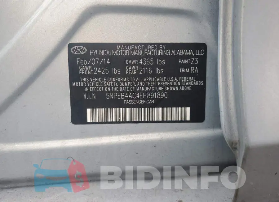 5NPEB4AC4EH891890 Photo# 12