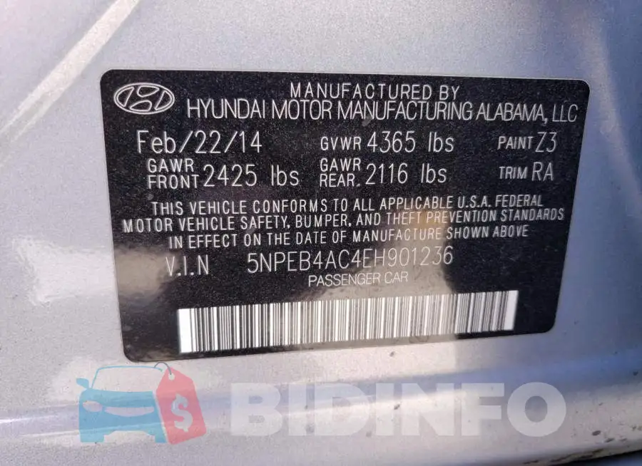 5NPEB4AC4EH901236 Photo# 12