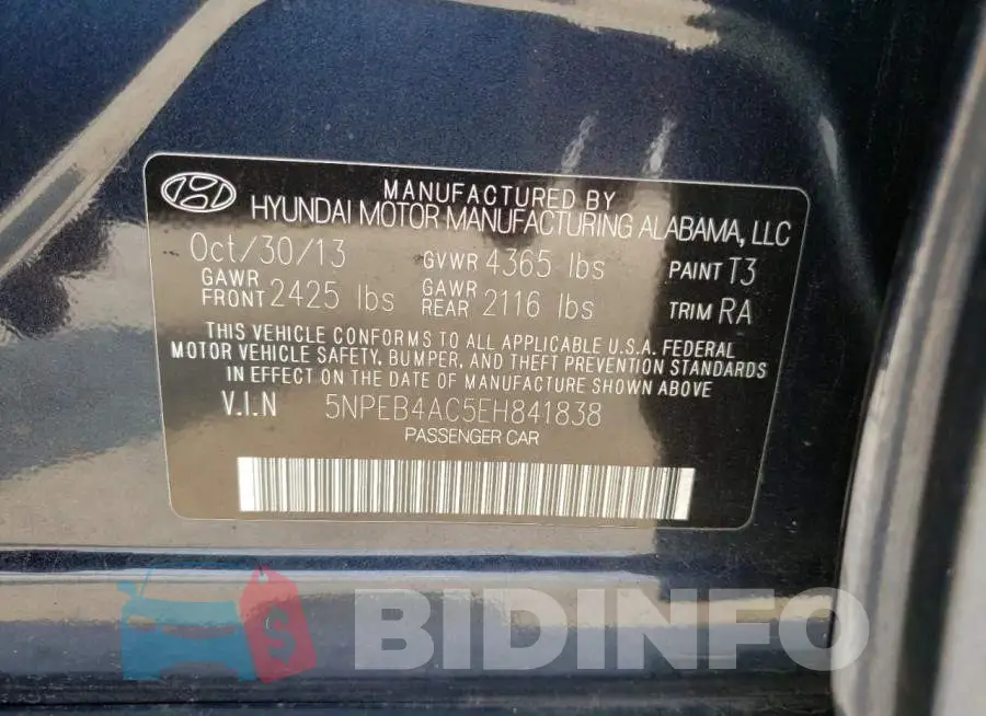 5NPEB4AC5EH841838 Photo# 12