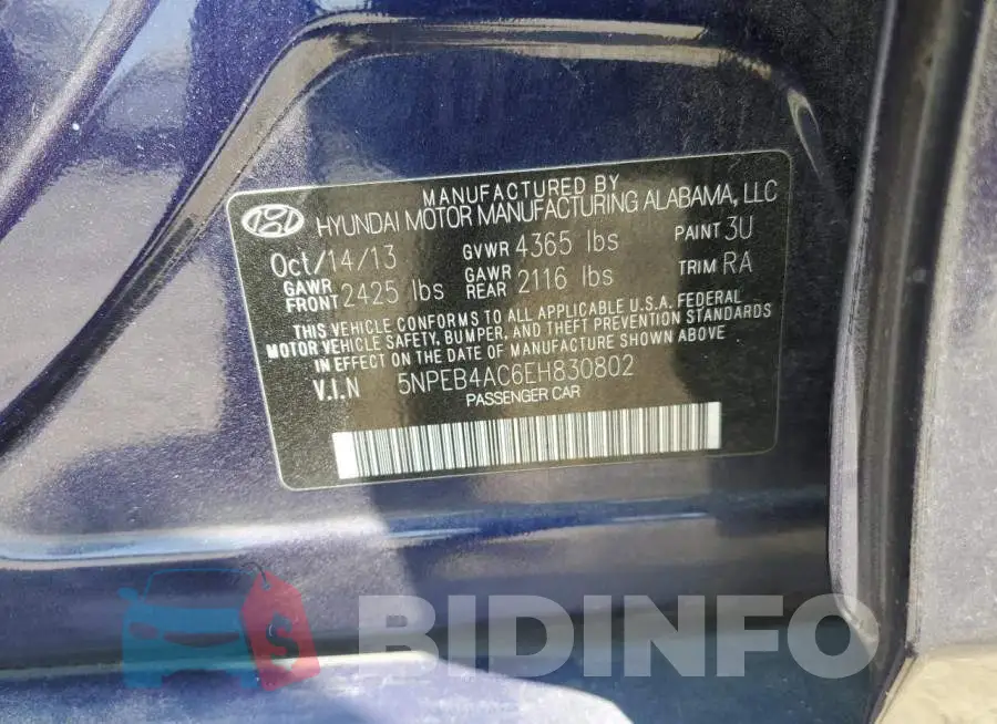 5NPEB4AC6EH830802 Photo# 12