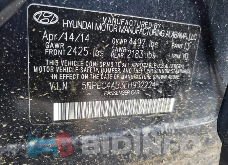 5NPEC4AB3EH932224 Photo# 13