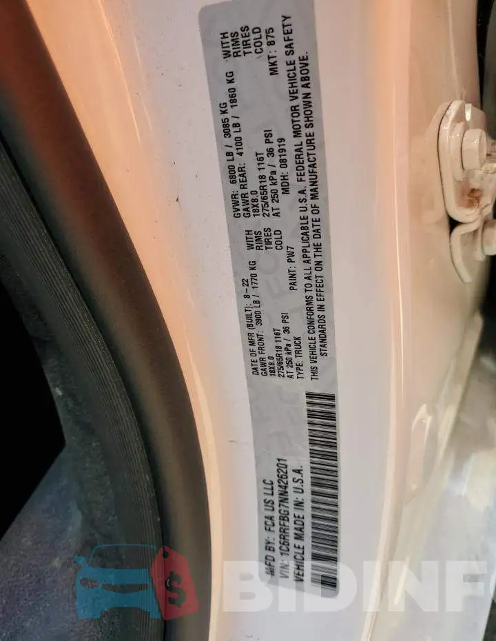 1C6RRFBG7NN426201 Photo# 12