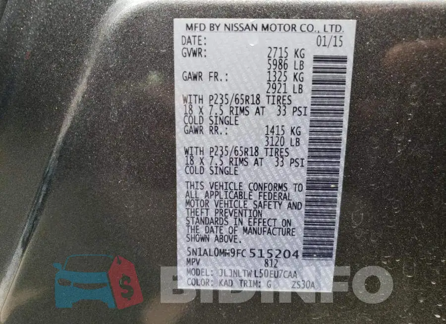 5N1AL0MM9FC515204 Photo# 13