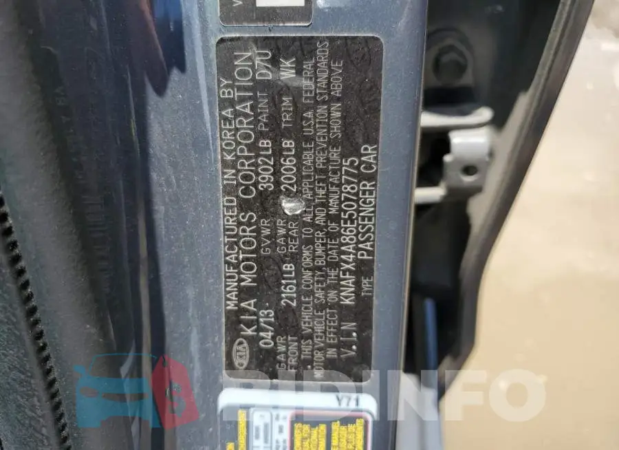 KNAFX4A86E5078775 Photo# 12