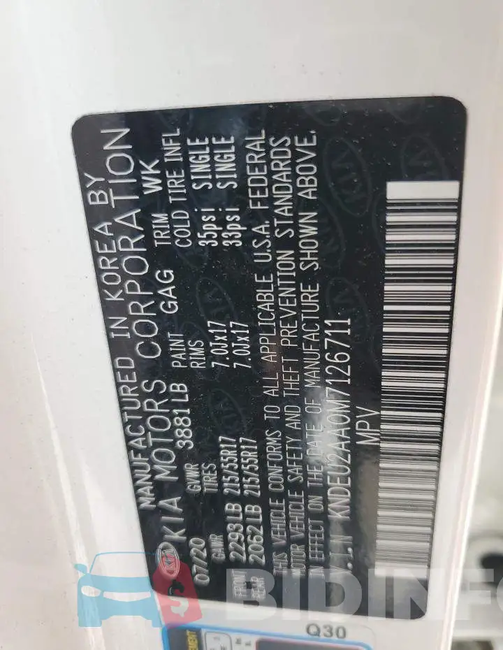 KNDEU2AA0M7126711 Photo# 12