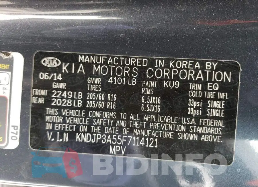 KNDJP3A55F7114121 Photo# 12