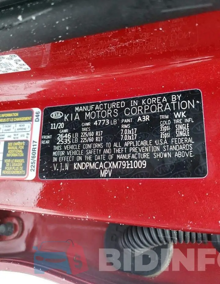 KNDPMCACXM7911009 Photo# 13