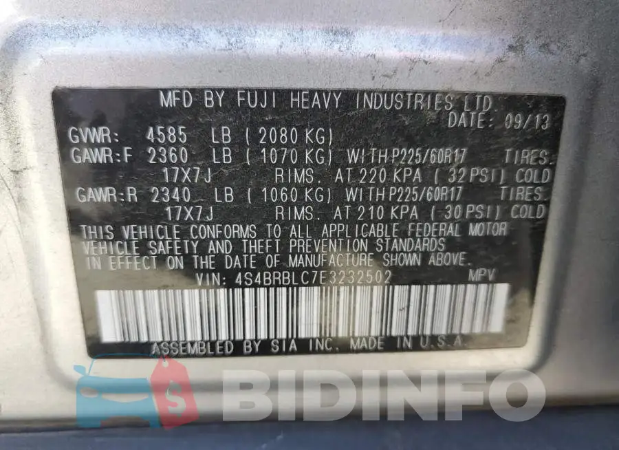 4S4BRBLC7E3232502 Photo# 13