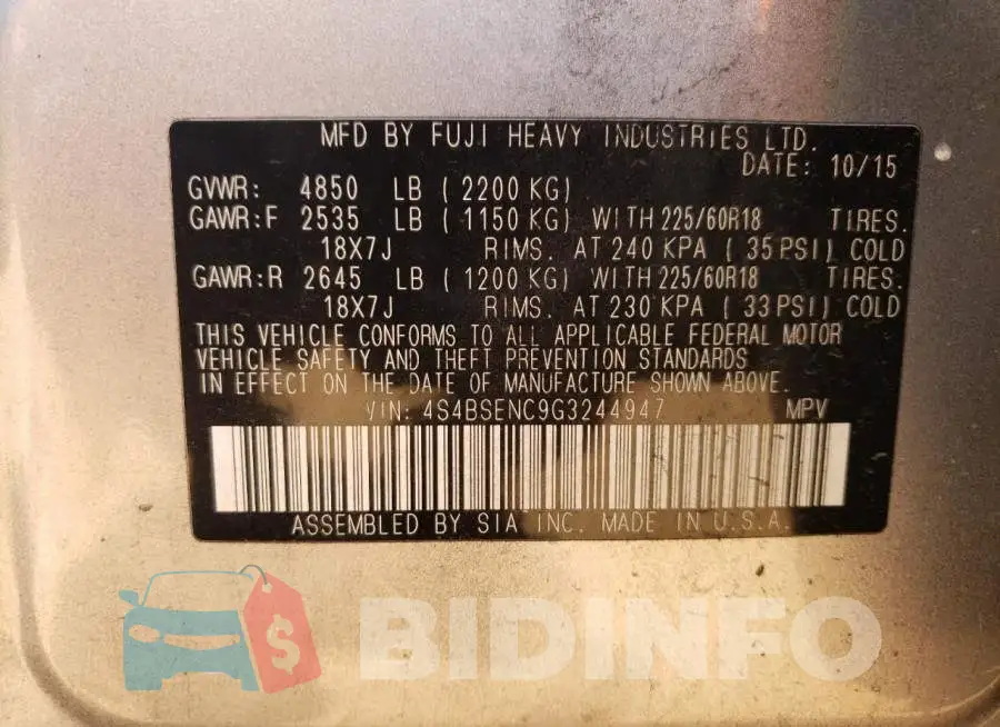 4S4BSENC9G3244947 Photo# 13