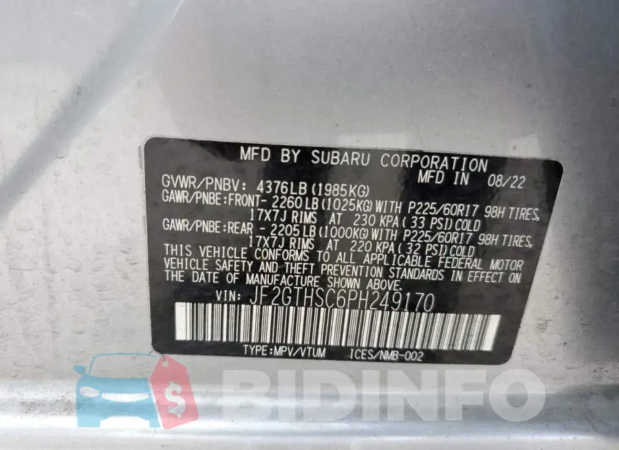 JF2GTHSC6PH249170 Photo# 13