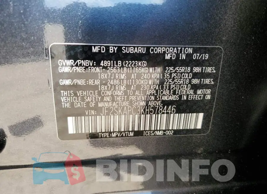 JF2SKAPC3KH578446 Photo# 13