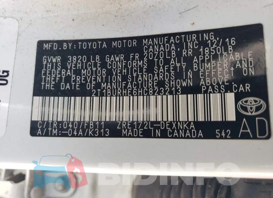 2T1BURHE6HC823213 Photo# 12