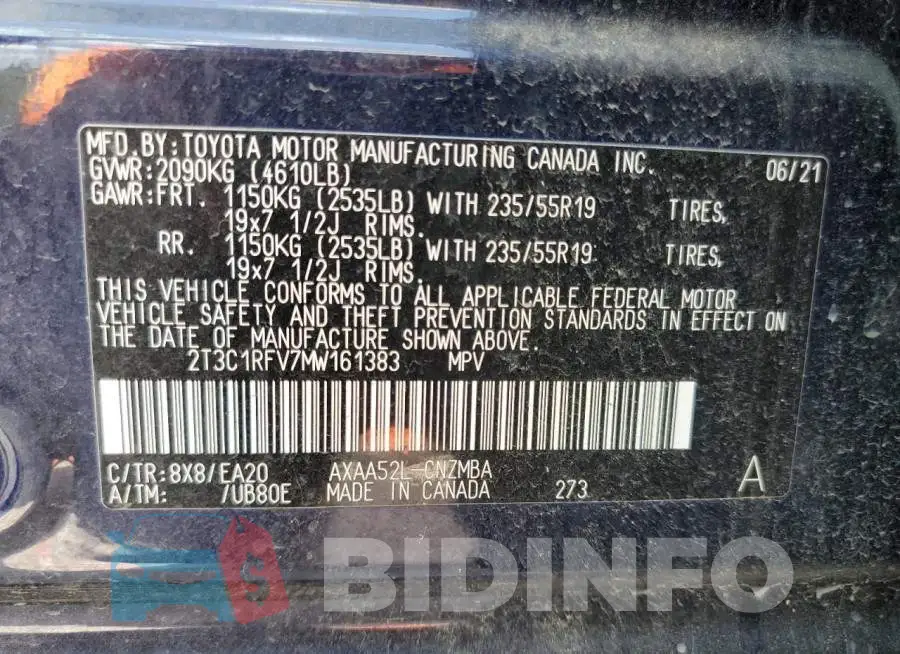 2T3C1RFV7MW161383 Photo# 13