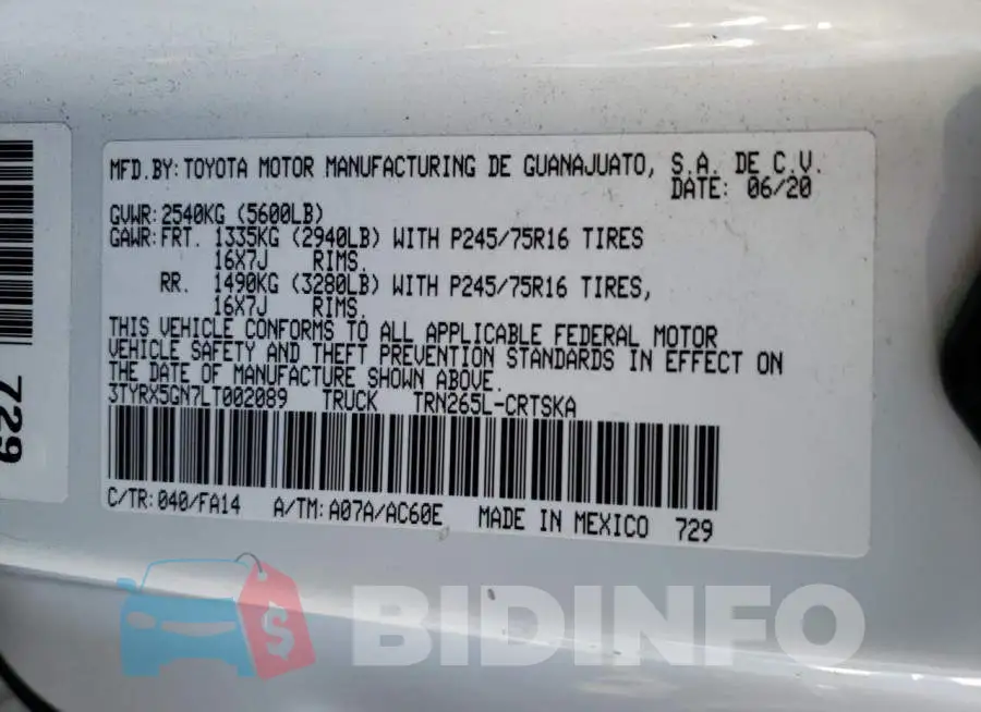 3TYRX5GN7LT002089 Photo# 12