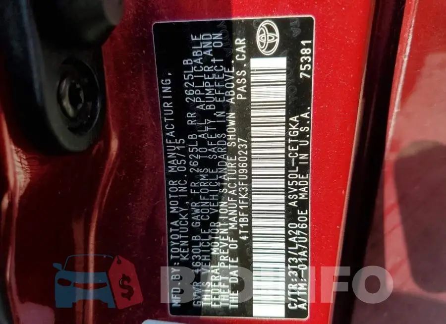 4T1BF1FK3FU960237 Photo# 12
