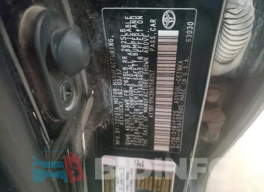 4T1BF1FK3HU758257 Photo# 12