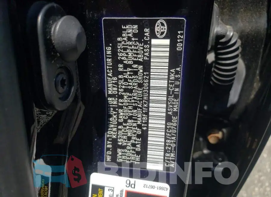 4T1BF1FK7HU306621 Photo# 12