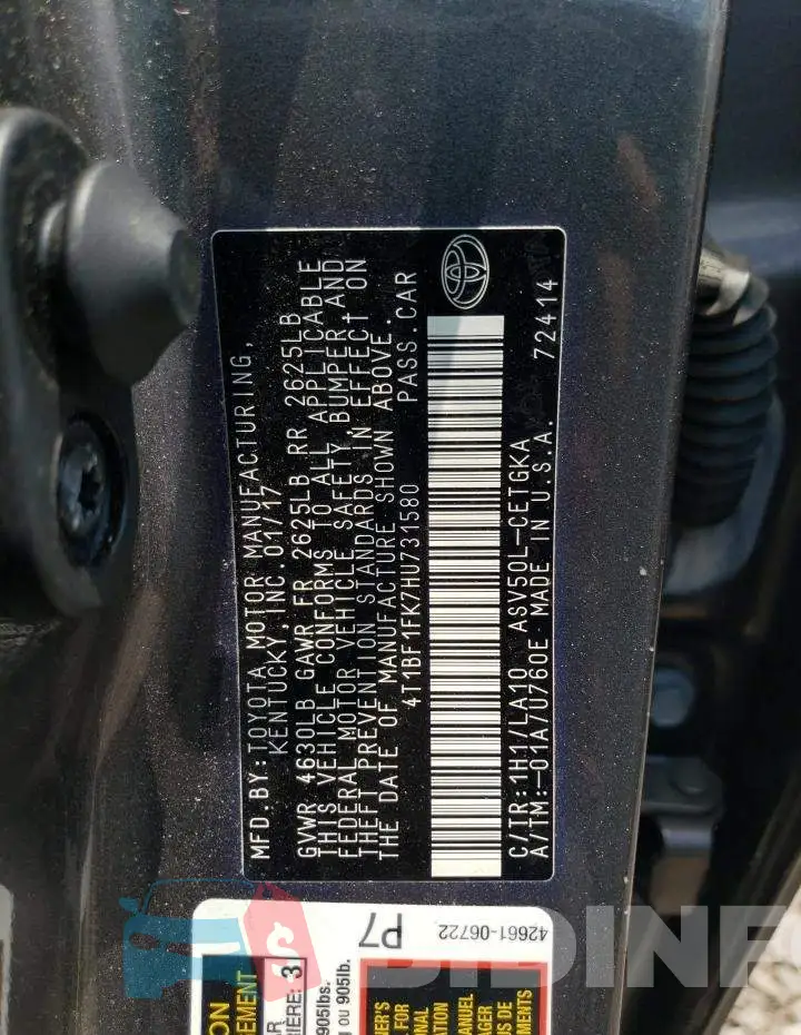 4T1BF1FK7HU731580 Photo# 12