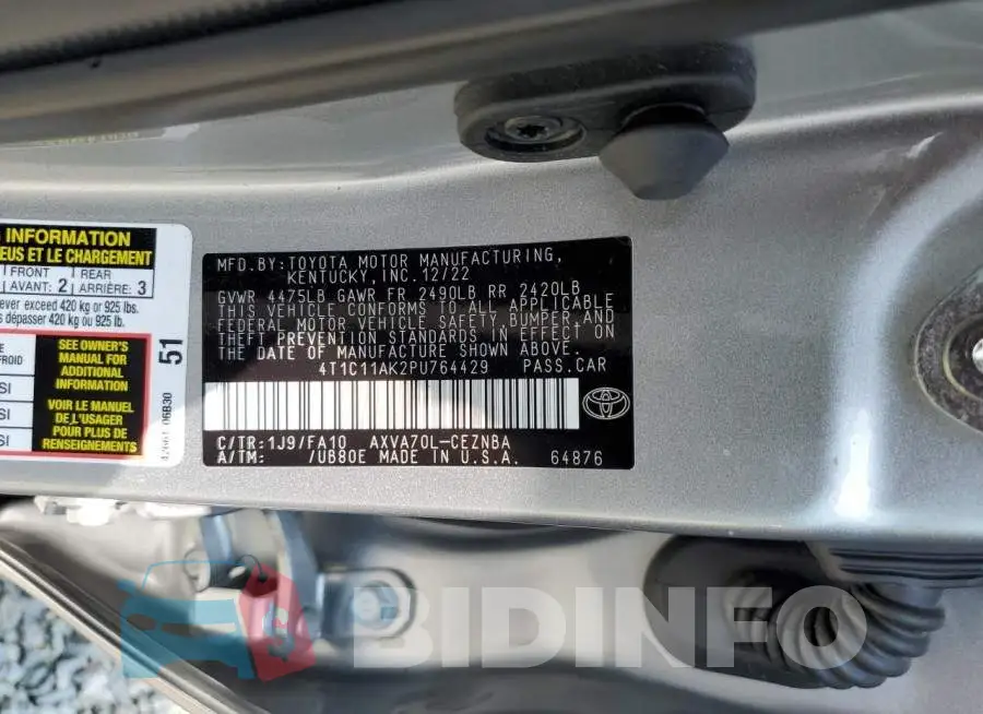 4T1C11AK2PU764429 Photo# 12