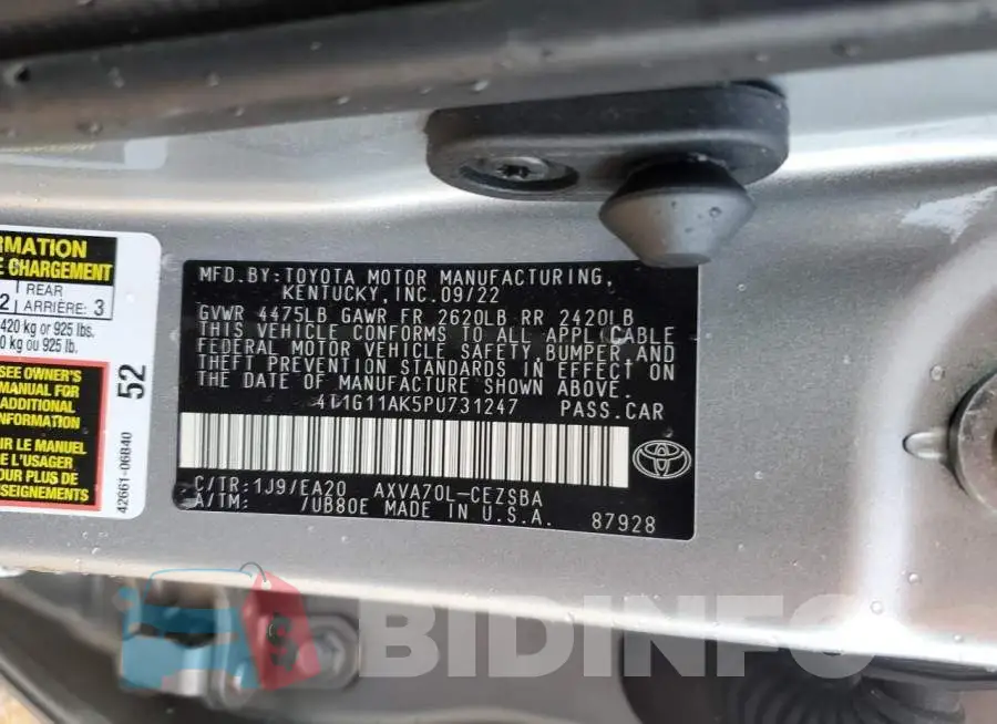 4T1G11AK5PU731247 Photo# 12