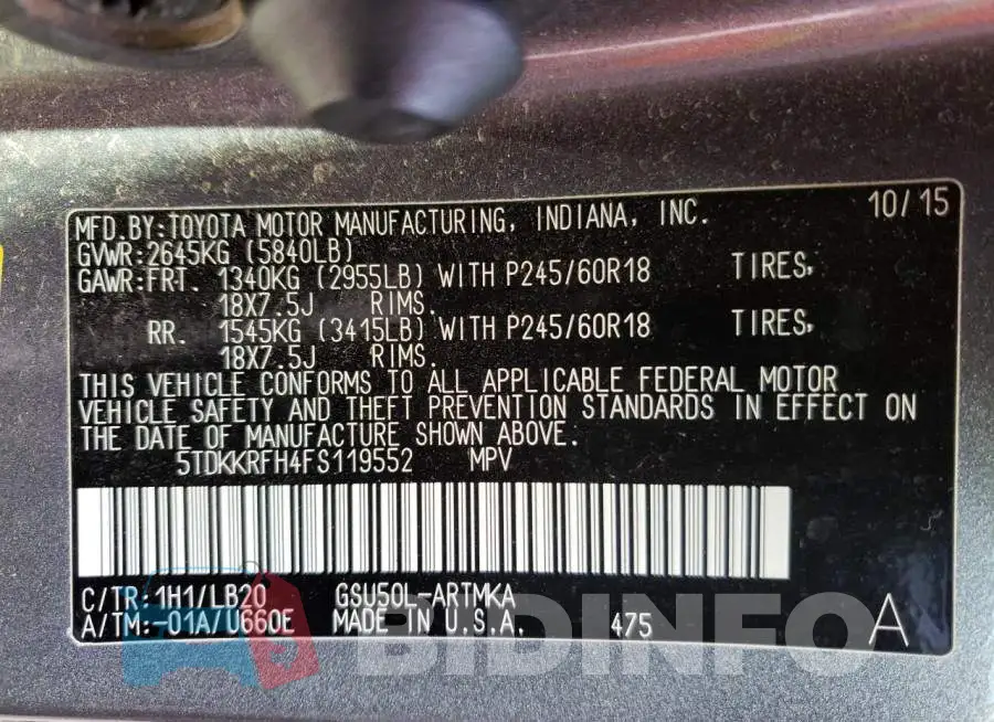 5TDKKRFH4FS119552 Photo# 13