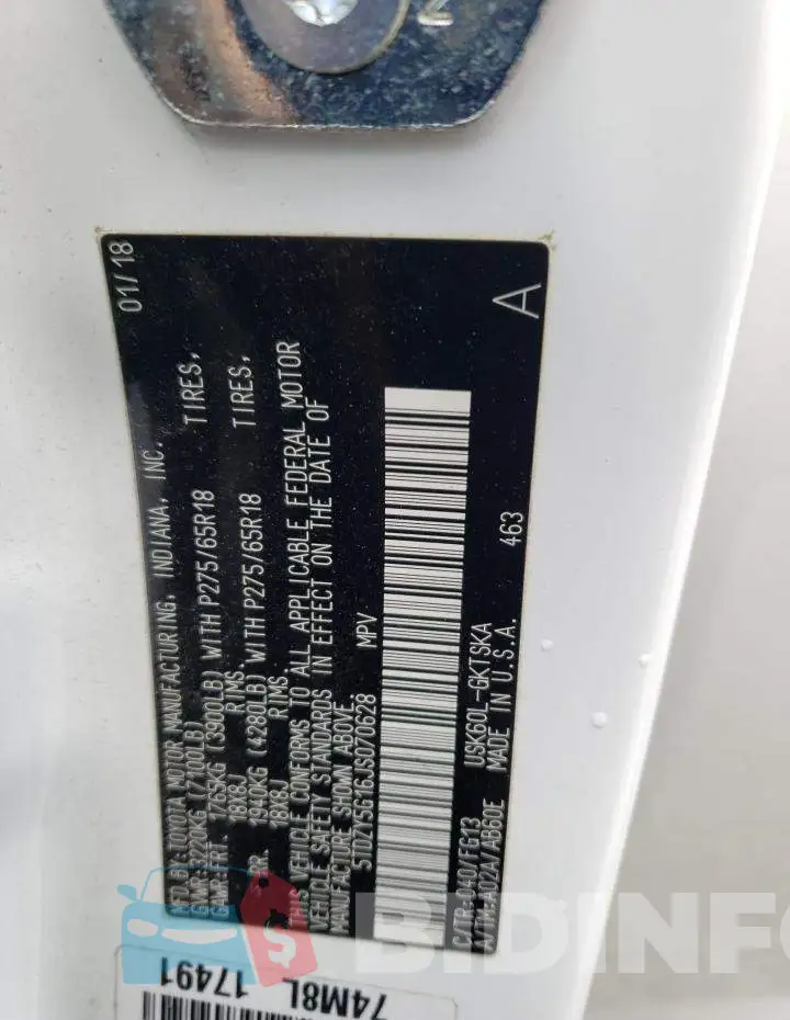 5TDZY5G16JS070628 Photo# 14
