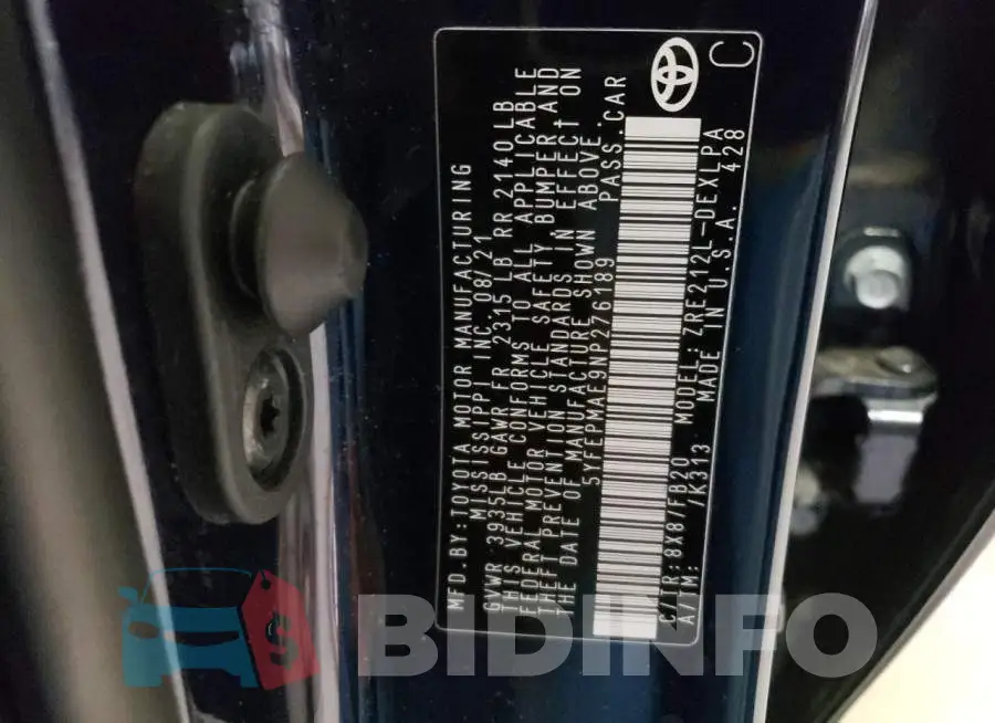 5YFEPMAE9NP276189 Photo# 12